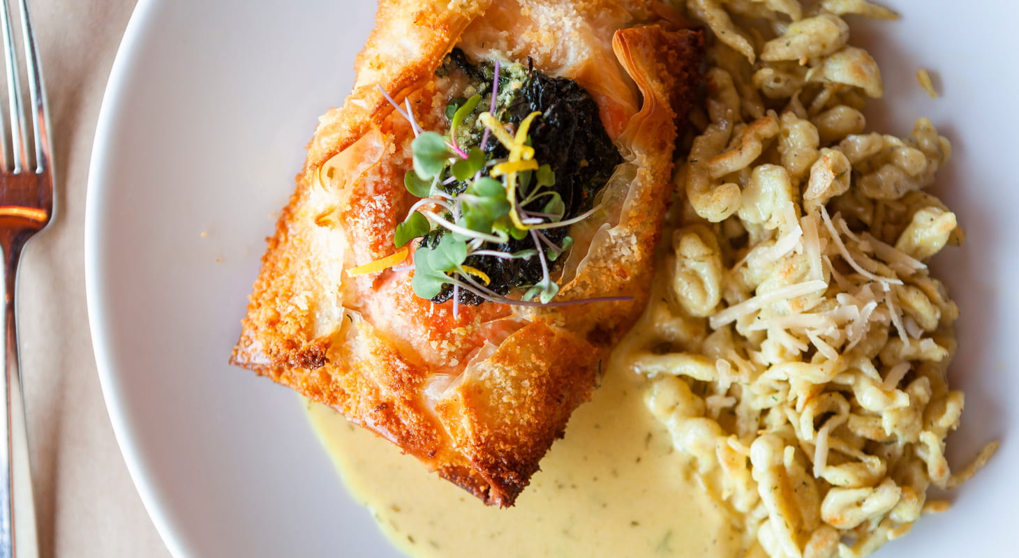 Salmon Phyllo at River's End Restaurant